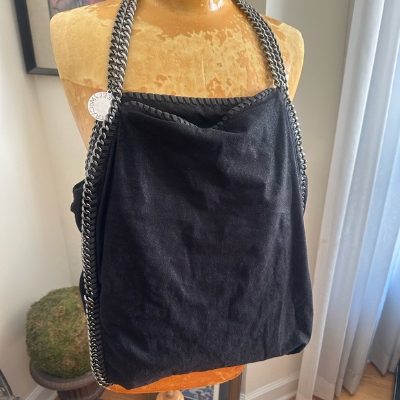 Authentic Stella McCartney Silver Chain Vegan Suede Black Purse